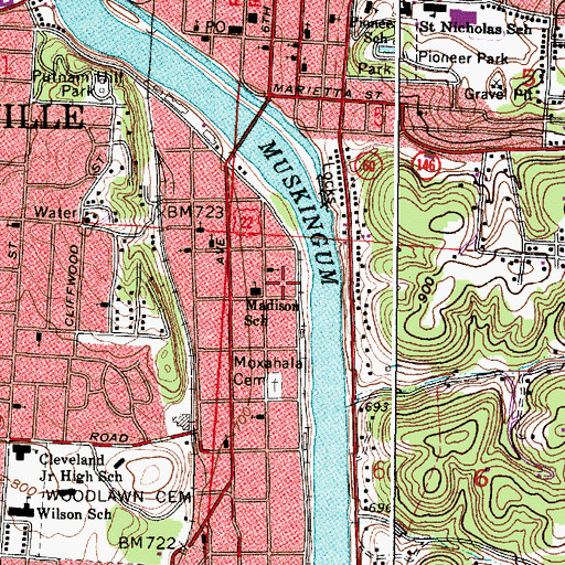 Topographic Map of Madison School, OH