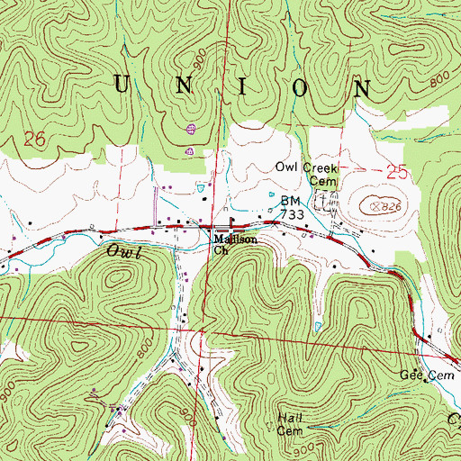 Topographic Map of Madison Church, OH