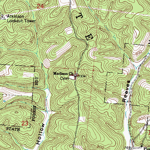 Topographic Map of Madison Free Will Baptist Church, OH