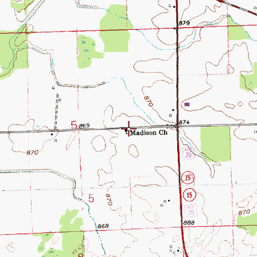 Topographic Map of Madison Church, OH