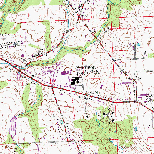 Topographic Map of Madison High School, OH