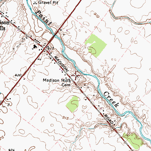 Topographic Map of Madison Mills Cemetery, OH
