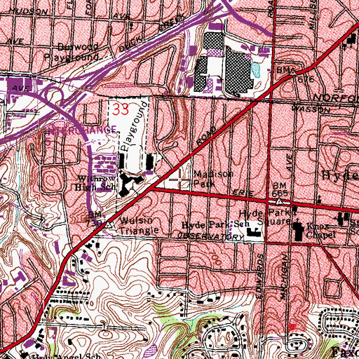 Topographic Map of Madison Park, OH
