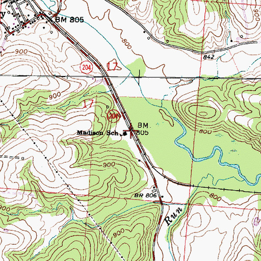Topographic Map of Madison School, OH