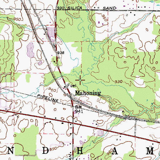 Topographic Map of Mahoning Creek, OH