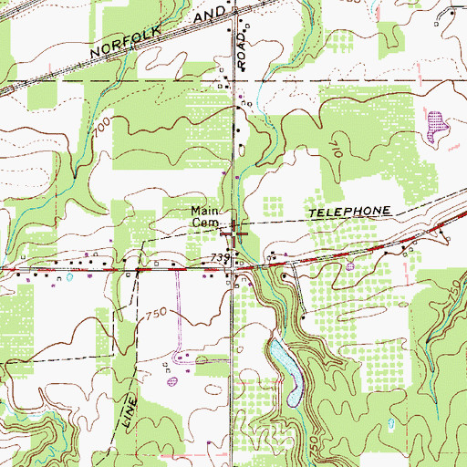 Topographic Map of Main Cemetery, OH