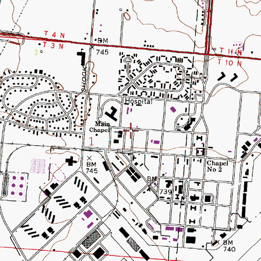 Topographic Map of Main Chapel, OH