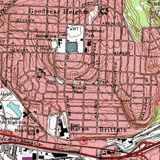 Topographic Map of Malasia Park, OH