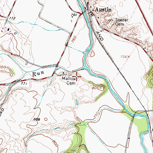 Topographic Map of Mallow Cemetery, OH
