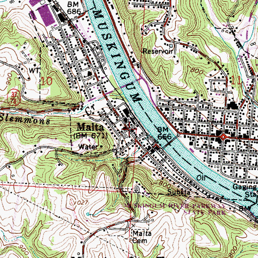 Topographic Map of Malta, OH