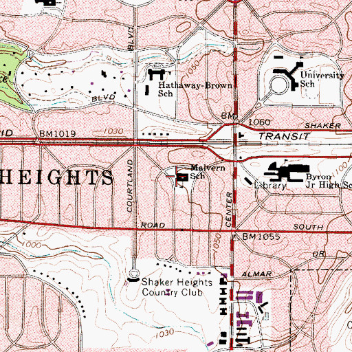 Topographic Map of Malvern School (historical), OH