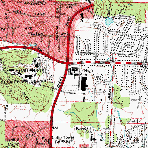 Topographic Map of Manchester Junior High School, OH