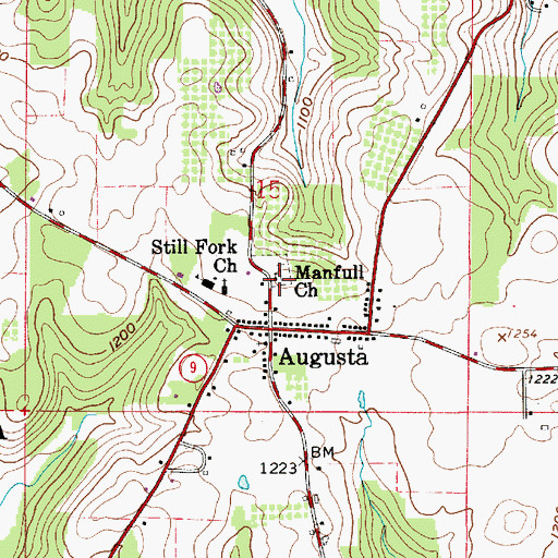 Topographic Map of Manfull Church, OH