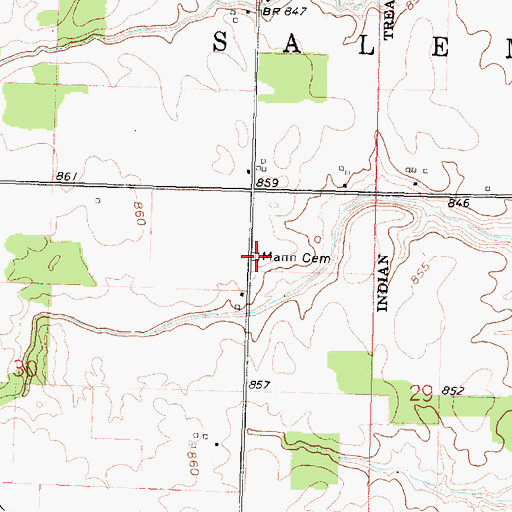 Topographic Map of Mann Cemetery, OH