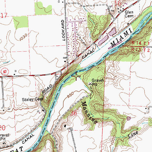 Topographic Map of Manning Run, OH