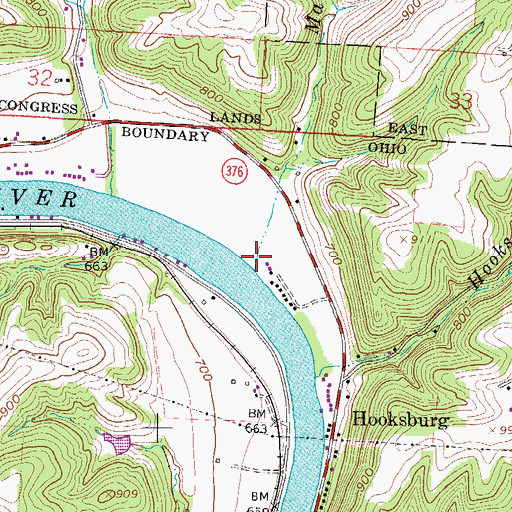 Topographic Map of Manns Run, OH