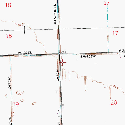 Topographic Map of Mansfield Ditch, OH