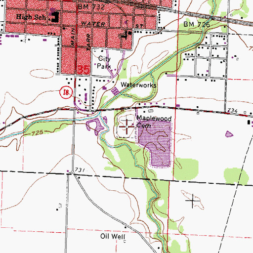 Topographic Map of Maple Cemetery, OH