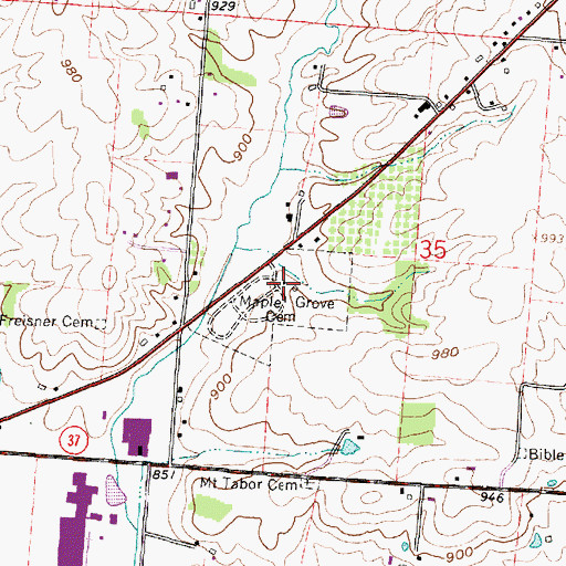 Topographic Map of Maple Grove Cemetery, OH