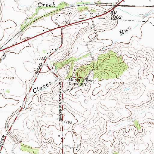 Topographic Map of Maple Grove Cemetery, OH