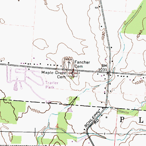 Topographic Map of Maple Grove Cemetery, OH