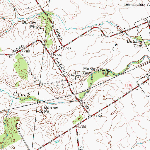 Topographic Map of Maple Grove Cemetery, OH