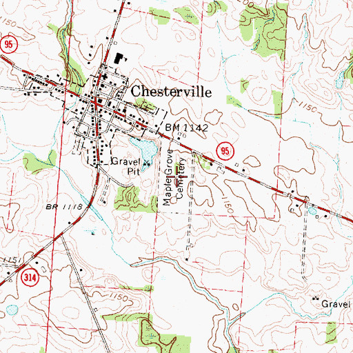 Topographic Map of Maple Grove Cemetery, OH