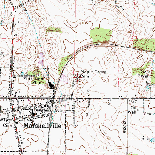 Topographic Map of Maple Grove Cemetery, OH