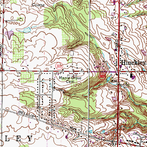 Topographic Map of Maple Hill Cemetery, OH