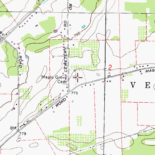 Topographic Map of Maple Grove Cemetery, OH