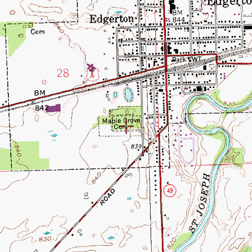 Topographic Map of Maple Grove Cemetery, OH