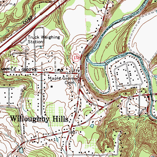 Topographic Map of Maple Grove Cemetery, OH