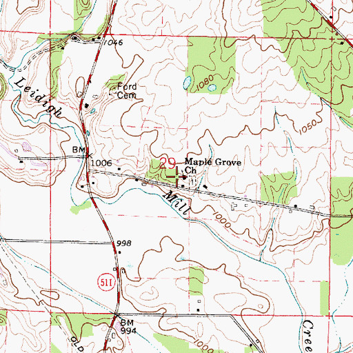 Topographic Map of Maple Grove Church, OH