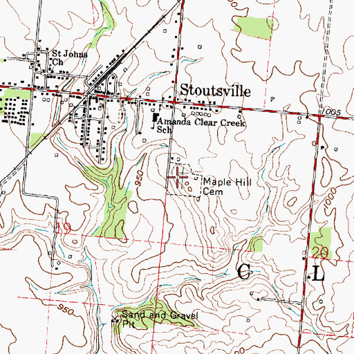Topographic Map of Maple Hill Cemetery, OH