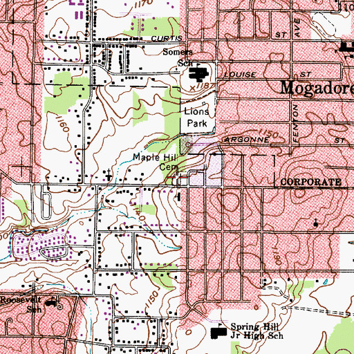 Topographic Map of Maple Hill Cemetery, OH