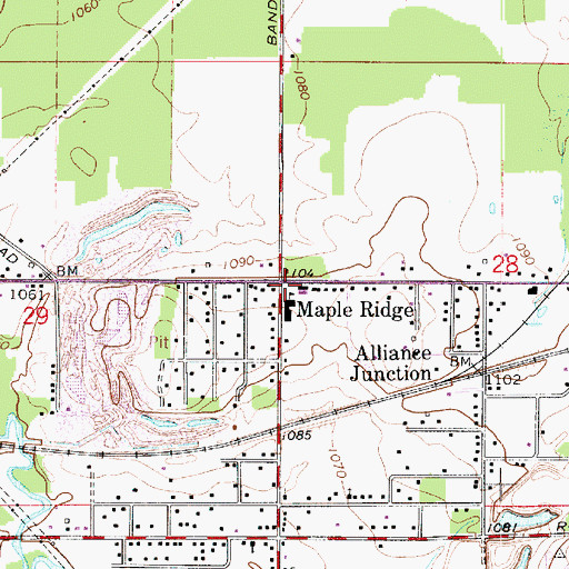 Topographic Map of Maple Ridge, OH