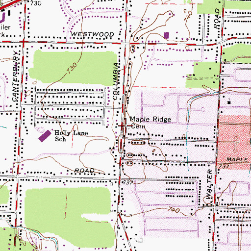 Topographic Map of Maple Ridge Cemetery, OH