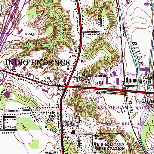 Topographic Map of Maple Shade Cemetery, OH