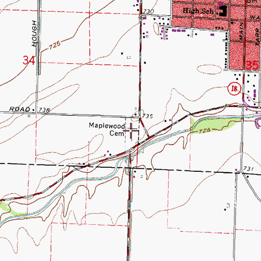 Topographic Map of Maplewood Cemetery, OH