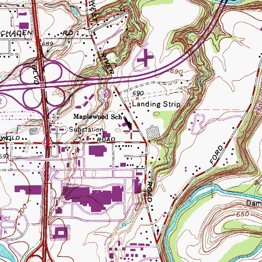 Topographic Map of Maplewood School, OH