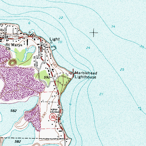 Topographic Map of Marblehead Lighthouse, OH