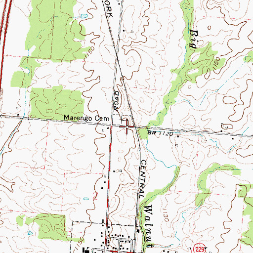 Topographic Map of Marengo Cemetery, OH