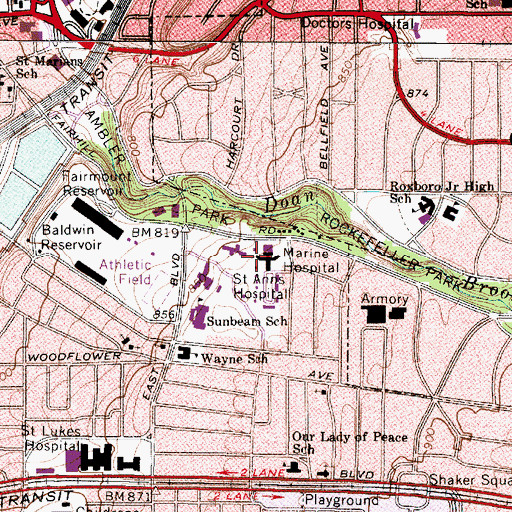 Topographic Map of Marine Hospital, OH