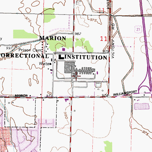 Topographic Map of Marion Correctional Institution, OH