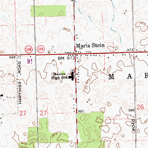 Topographic Map of Marion High School, OH