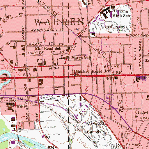 Topographic Map of Market Street School, OH