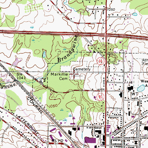 Topographic Map of Markillie Cemetery, OH