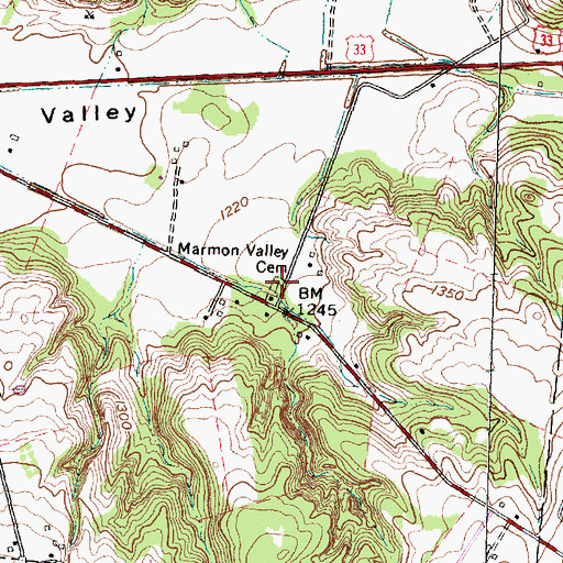 Topographic Map of Marmon Valley Cemetery, OH