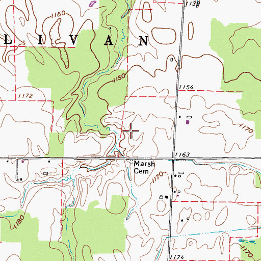 Topographic Map of Marsh Cemetery, OH