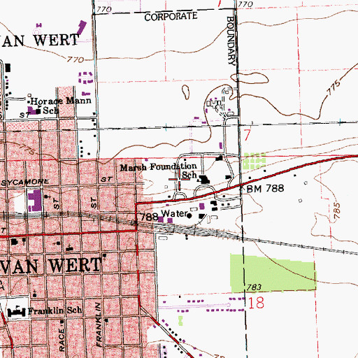 Topographic Map of Marsh Foundation School, OH